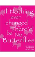 Notebook 120 pages with lines: If Nothing Changes Notebook with pink cover, ruled notebook, perfect bound, ideal for composition notebook or journal
