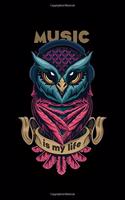 Music Is My Life, Funny Cool Owl Design Music Sheet Souvenir Gift