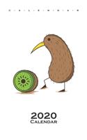 Kiwi bird with a sliced Kiwi fruit Calendar 2020