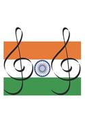 Indian flag Music clef Hindi - music book, music lines, notebook, notepad, 120 Pages gift for Christmas and birthday, bass, guitar, piano