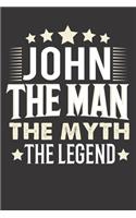 John The Man The Myth The Legend: Notebook Journal (120 Dot Grid Pages, Softcover, 6x9) Personalized Customized Gift For Someones Name is John