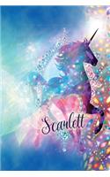 Scarlett: Personalized Unicorn Journal 6x9 Blank Lined Notebook Diary for Writing & Note Taking