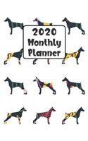 2020 Monthly Planner: Doberman Dog - 12 Month Planner Calendar Organizer Agenda with Habit Tracker, Notes, Address, Password, & Dot Grid Pages