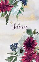 Salena: Personalized Journal Gift Idea for Women (Burgundy and White Mums)