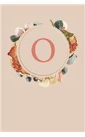 O: Peach Monogram Sketchbook - 110 Sketchbook Pages (6 x 9) - Floral Watercolor Monogram Sketch Notebook - Personalized Initial Letter Journal - Monogr