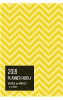 2019 Planner Hourly Weekly Monthly 6x9: Medium Notebook Organizer with Time Slots from Jan to Dec 2019 Yellow Zigzag Design