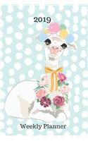 2019 Plan on It Weekly Planner: Llama Sitting Pretty on Teal Background 12 Month Calendar Appointment Pocket Planner(2019 Plan on It Weekly Calendar Planner)