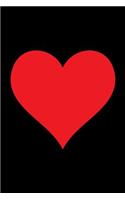 100 Page Blank Notebook - Red Heart on Black