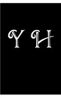 Y H: Double Monogram Journal, 100 Pages, 6x9 Inches, Black Glossy Cover