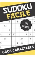 Sudoku Facile 100 Grilles Gros Caractères: Jeu de Sudoku pour Adulte avec Solutions - 1 grille par page - Format de poche