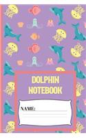 Dolphin Notebook: Small funny composition notebook 120 pages (6 x 9 Inch).Blank lined notebook for Dolphin Lovers