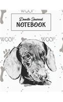 Doodle Journal Notebook: Cute Dachshund Dog 8.5x11 with 110 Pages, Blank & Lined for Doodles, Drawing, Writing, Planning, Dreaming