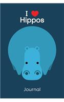 I Love Hippos Journal: Cute Little Hippo Design Cover Notebook and Journal. 6 x 9 inches, 100+ Pages of Lined Pages for Writing.