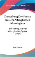 Darstellung Der Syntax In Dem Altenglischen Menologium