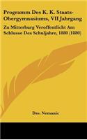 Programm Des K. K. Staats-Obergymnasiums, VII Jahrgang
