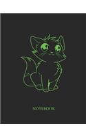 Cute Cat Notebook: Hand Writing Notebook - Large (8.5 x 11 inches) - 110 Numbered Pages - Green Softcover