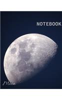 Notebook: : Notebook Journal - Black soft cover shows the moon in a stylish - 100 pages in size 8 * 10.