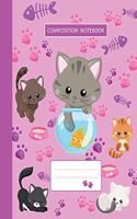 Composition Notebook: College Ruled - Kitty Cat And Funny Kitten - Back to School Composition Book for Teachers, Students, Kids, Boys and Girls - 120 Pages, 60 Sheets - 8
