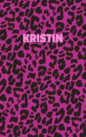 Kristin: Personalized Pink Leopard Print Notebook (Animal Skin Pattern). College Ruled (Lined) Journal for Notes, Diary, Journaling. Wild Cat Theme Design wi