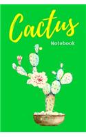 Green Cactus Flower Notebook. Flower Cactus Plant 120 Blank Lined Page Journal, College Ruled Composition Notebook. Size 6x9 Blank Line Green Design Cover. Great Gift for Succulent Cactus Lovers. Kid Men Women Teen Children Housewife Worker