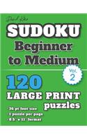 David Karn Sudoku - Beginner to Medium Vol 2: 120 Puzzles, Large Print, 36 pt font size, 1 puzzle per page