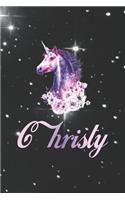 Christy: First Name Personalized Unicorn Customized Names Gift Birthday Girl Notebook Journal