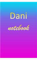 Dani: Blank Notebook - Wide Ruled Lined Paper Notepad - Writing Pad Practice Journal - Custom Personalized First Name Initial D Blue Purple Gold - Taking 