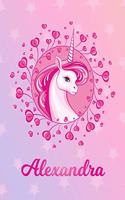Alexandra: Unicorn Large Blank Primary Handwriting Learn to Write Practice Paper for Girls - Creative Pink Purple Magical Horse Personalized Letter A Initial C