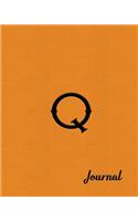 Q Journal: Beautiful Orange Writing Journal Designed to Resemble Leather and Embossing in 8x10 Softcover Paperback Notebook