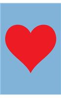 100 Page Blank Notebook - Red Heart on Sky Blue