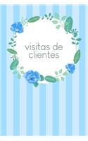 Visitas de clientes: Cuaderno a completar para grabar conversaciones con (nuevos) clientes - Motivo: Flores de acuarela azul