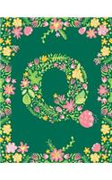 Floral Initial Q Monogram Journal