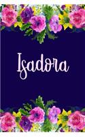 Isadora: Personalized Name Pink Floral Design Matte Soft Cover Notebook Journal to Write In. 120 Blank Lined Pages