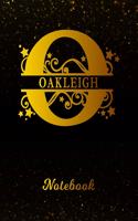 Oakleigh Notebook: Letter O Personalized First Name Personal Writing Notepad Journal Black Gold Glittery Pattern Effect Cover College Ruled Lined Paper for Journalists