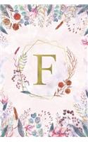 F - Monogrammed Floral Journal: Personalized Medium Ruled 6x9 Initial Notebook For Women & Girls