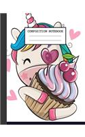 Composition Notebook: Unicorns Lovers Glossy Cover Wide Ruled Blank Lined Soft Cover Girls Kids Elementary School Journal Paper 7.44 x 9.69 Inches 110 Pages