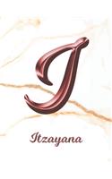 Itzayana: 1 Year Weekly Planner with Note Pages (12 Months) - White Marble Rose Gold Pink Effect Letter I - 2020 - 2021 - Week Planning - Monthly Appointment 