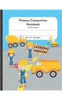 Primary Composition Notebook K-2 Story Paper 8.5" x 11" 110 pages: Under Construction Theme