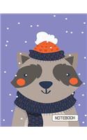 NoteBook: Cute Raccoon on The Purple Cover This Notebook Journal Diary, 110 Dashed lines pages, 8.5" x 11", Date on top