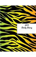2019 Daily Diary: Purple Black Blue & Green Zebra Print Animal Journal Cover January 2019 - December 2019 Plan Weeks, Set Goals & Get Things Done Datebook Calendar Sc