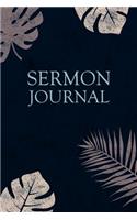 Sermon Notes Journal: Navy and Cream Tropical Leaf Design: Organize Your Worship Notes