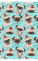 Journal Notebook Funny Pugs Pattern 5
