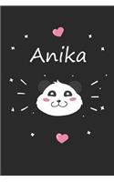 Anika: Personalisiertes Panda Tage-/Notizbuch mit dem Vornamen Anika und ganzen 100 linierten Seiten im 6x9 Zoll Format (ca.DIN A5). Optimal als Schreibhef