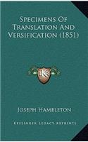 Specimens Of Translation And Versification (1851): (English)