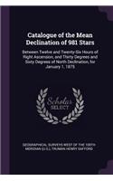 Catalogue of the Mean Declination of 981 Stars