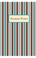 Sermon Notes: Inspirational Worship Journal for Bible Study, Sunday School, Devotional Study - 6x9, 120 page Brown and Teal Stripes Cover