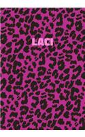 Laci: Personalized Pink Leopard Print Notebook (Animal Skin Pattern). College Ruled (Lined) Journal for Notes, Diary, Journaling. Wild Cat Theme Design wi