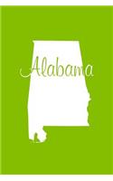 Alabama - Lime Green Lined Notebook with Margins