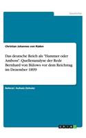 Das deutsche Reich als Hammer oder Amboss. Quellenanalyse der Rede Bernhard von Bülows vor dem Reichstag im Dezember 1899