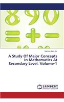 Study Of Major Concepts In Mathematics At Secondary Level. Volume-1